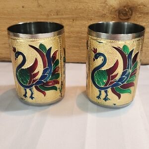 Colorful Peacock Design Metal Tumblers